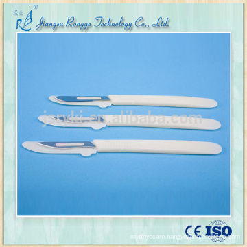 Disposable sterilized surgical scalpel blades with handle